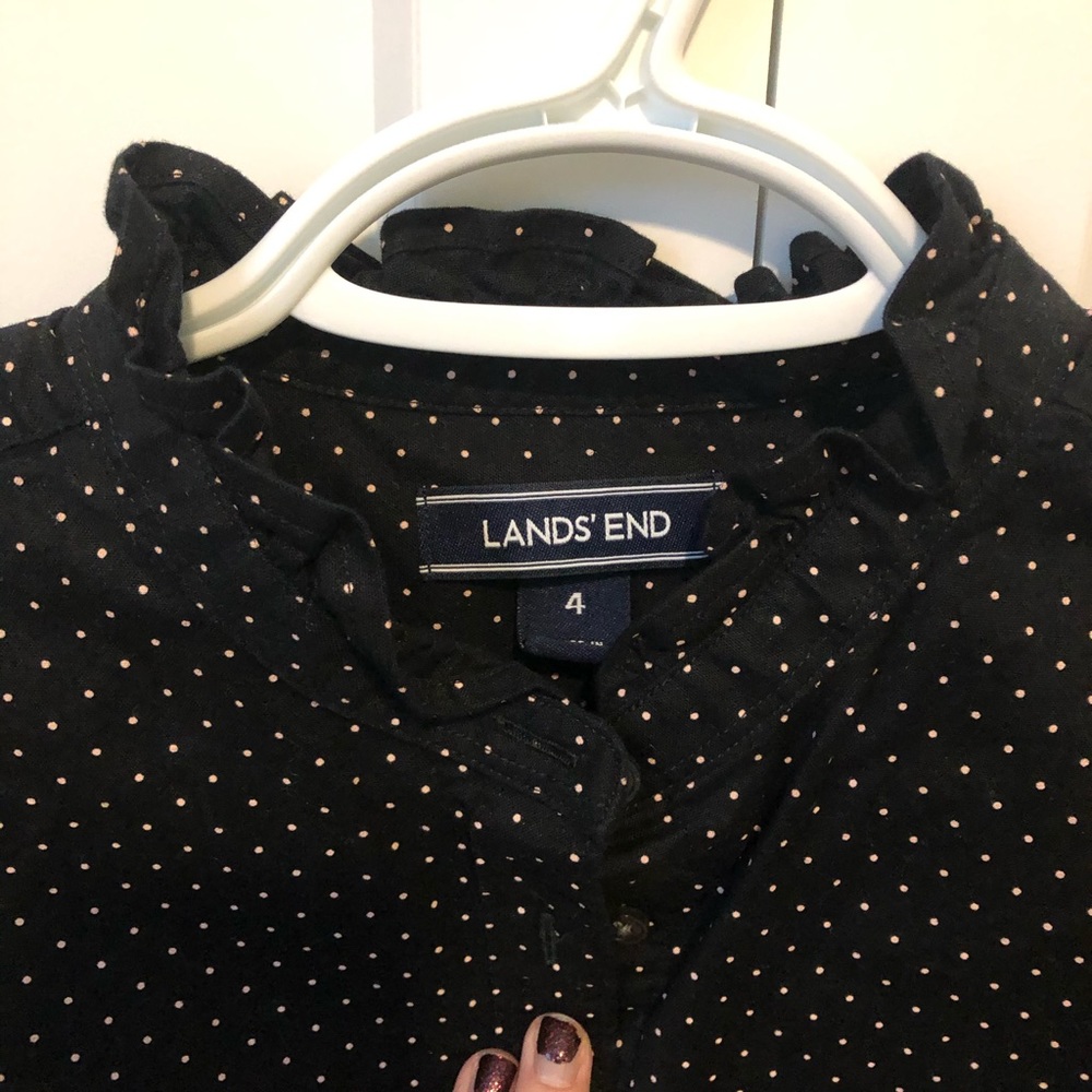 Polka Dot Ruffle Button Down - Picture 2 of 5